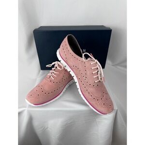 Cole‎ Haan GRAND.OS Spectator Oxford Pink Suede Perforated Dress Shoes 8.5 NWT!